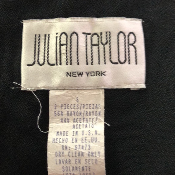 SZ 6 JULIAN TAYLOR 2 PIECE PANT SUIT BLACK W/ PALE CREAM  EXCELLENT CONDITION - Picture 5 of 9